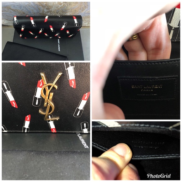 Saint Laurent Monogram Lipstick Leather Clutch - Picture 6 of 8